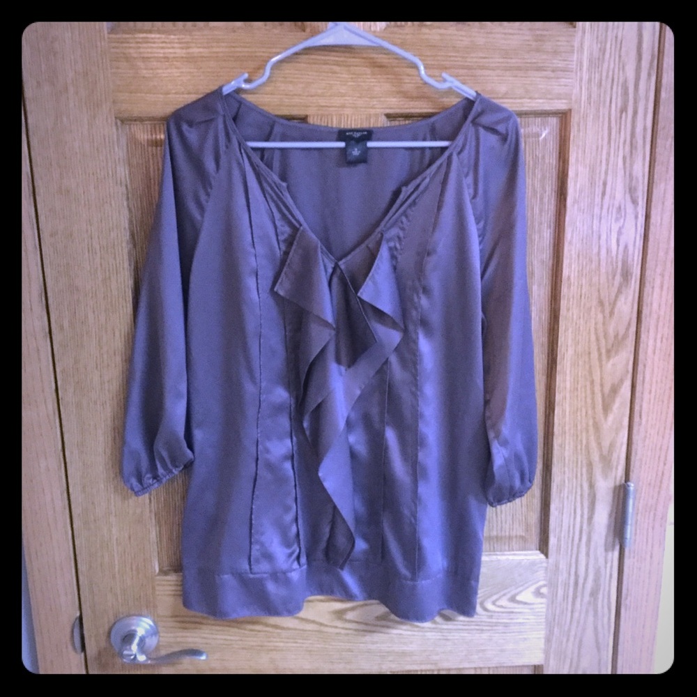 Satin Ruffle 3/4 Sleeve Blouse